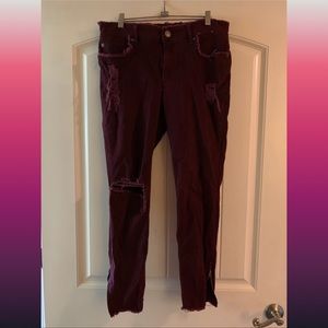 Express Size 10 Burgundy Mid-rise Ankle Legging